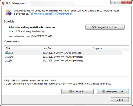 بالابردن سرعت هارددیسک با Windows Disk Defragmenter